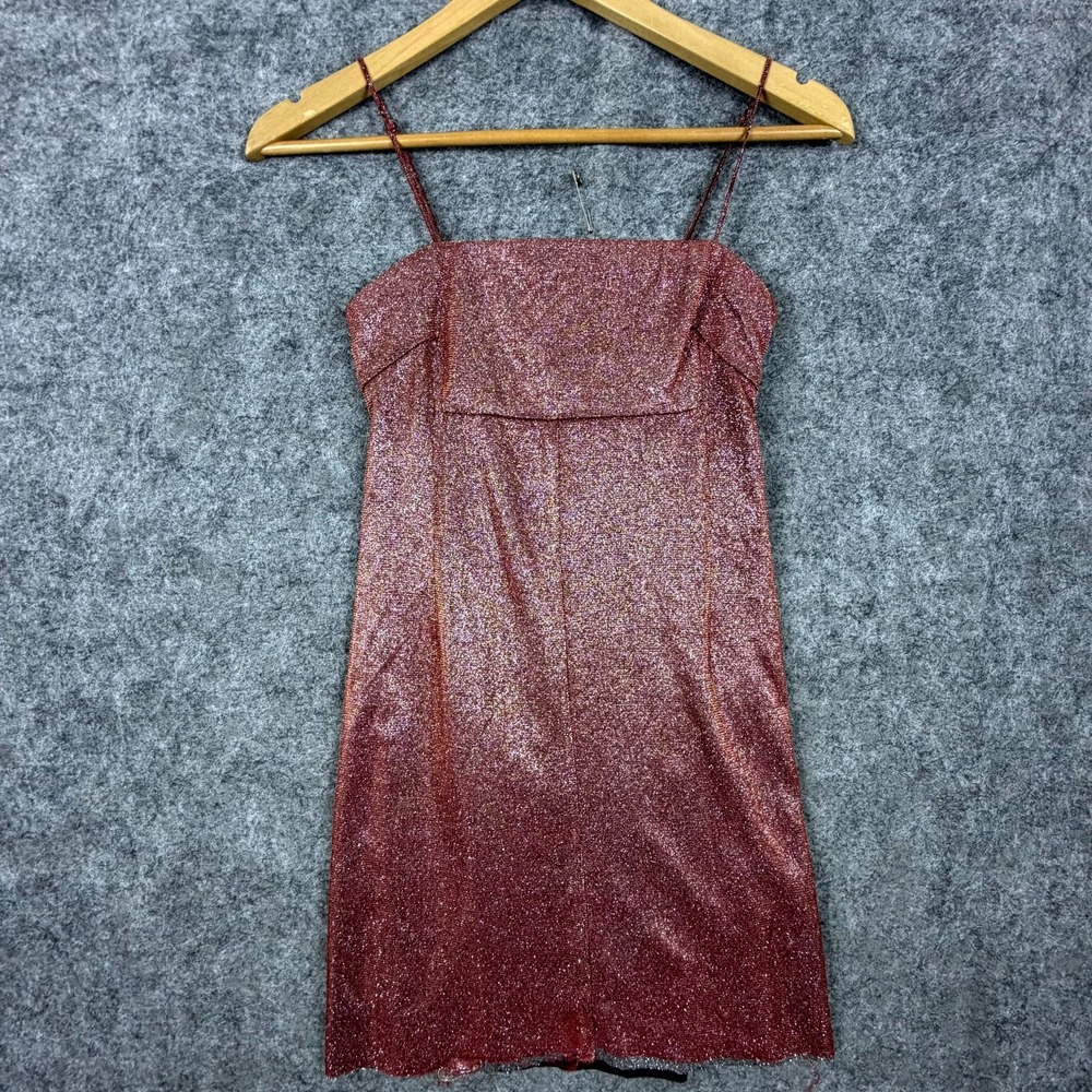 Urban Outfitters‎ Bodycon Slip Dress Women XS Maroon Metallic Glitter Shimmer